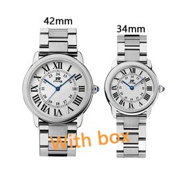 Mode Paar Uhren Männer 42MM Frauen 34MM Größe Edelstahl Diamant-Armbanduhr