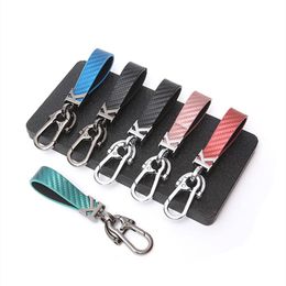 Keychains Carbon Fibre Rotating K Letter Metal Waist Key Chain Horseshoe Clasp Automobile-Use Buckle Car Keychain Accessories For Men