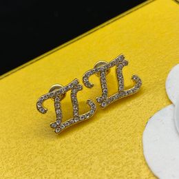 Luxury Earrings Brand Letter Ear Studs For Womens Diamond Gold Girl Designer Earring Valentines Day Gift Fashion Jewellery