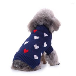 Dog Apparel Cute Heart Pattern Sweater Warm Winter Pet Jumper Clothes Cat Puppy Coat Jacket High Collar Knitwear For Small Big