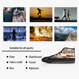 Custom shoes Classic Canvas high cut Skateboard casual triple black Accept customization UV printing low mens womens sports sneakers Breathable Colour 925