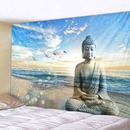 Tapestries Buddha Statue Tapestry Twin Hippie Wall Hanging Bedspread Throw Cover Bohemian Beach Mat Table Cloths Home Art Decor Blanket