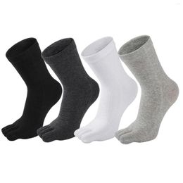 Men's Socks 3/4 Pairs Men Toe Movement Autumn Winter Warm Convenience Soft Adults Solid Color Stink Prevention Hosiery