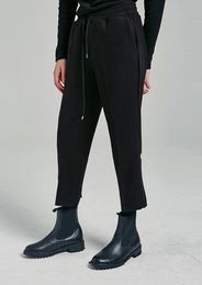 Pantaloni Pantaloni di lana da uomo Slim Fit Lana elastica a nove punti Lana spessa doppio strato Moda giovanile Urban Male Blackmen