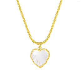 Pendant Necklaces Women Girls Jewelry Stainless Steel Shell Necklace Love Heart Charms 16inch 6cm Silver/ Gold