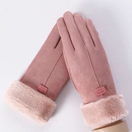 Weihnachtsdekorationen Winter Wildleder warme Handschuhe und Vlies dicke Handschuhe für Frauenfinger Mobile Touchscreen