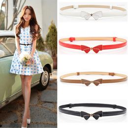 Belts Fashion Adjustable Patent Women Waist Leather Belt Golden Enamel Bow Buckle Girdle For Dress Female Ladies Waistband Strap White