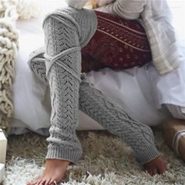 Women Socks 1 Pair Winter Warm Leg Warmer Knee High Knitted Solid Crochet Warmers Boot Cuffs 7 Colour