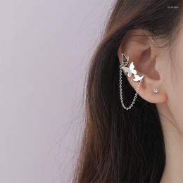 Backs Earrings 925 Sterling Silver Tassel Chain Butterfly Ear Bone Clip On For Women Fashion Jewellery Cuffs No Piercing S-E1322