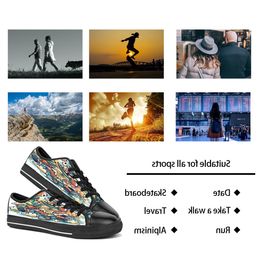 men women DIY custom shoes low top Canvas Skateboard sneakers triple black customization UV printing sports sneakers shizi 165-4