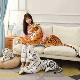 3090Cm Lifelike Tiger Leopard Plush Toys Soft Wild Animals Simulation White Tiger Jaguar Doll ldren Kids Birthday Gifts J220729