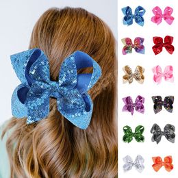 Ribbon Sequins Children Bows Barrettes Christmas Hairgrips Girls Hair Accessories Hairpins Handmade Hair Clips