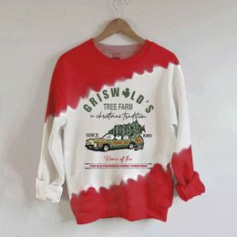 Women's Hoodies Sweatshirts Pulovers Christmas Tree Vintage Print Autumn Winter Warm Longsleeved Tops Multiple Colour Streetwear 221124