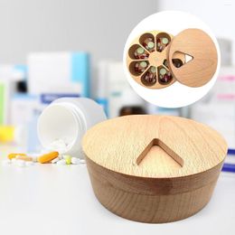 Storage Bottles 7 Day Dispenser Organiser Vitamin Container For Travel Wood Weekly With Magnetic Lock Kitchen Spice