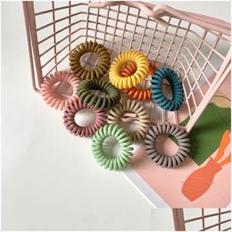Hair Rubber Bands 10Color Frosted Telephone Wire Scrunchies Headband Rubber For Ladies Drop Delivery Jewellery Hairjewelry Dhgarden Dh5L7