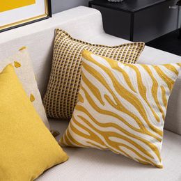 Pillow Yellow Boho Decor Stripe Cover Tufted Jacquard Woven For Home Decoration Sofa Bed 45x45cm