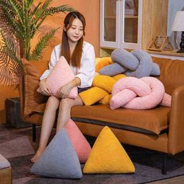 Nordic Style Soft Filled Cushion Girly Room Decor Triangle Long Knotted Shape Cushion Arch Setting For Kids Bedroom Seat J220729