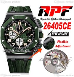 APF 2640 A3126 Automatic Chronograph Mens Watch 44mm Ceramic Case D-Green Textured Dial Number Markers Rubber Super Edition Puretime Strap Exclusive Technology D4