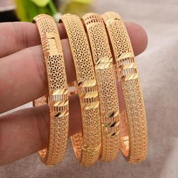 Bangle 4pcs/lot CAN OPEN / Wholesale Gold Colour Dubai Bangles For Women African Bracelets Jewellery Middle East Gifts