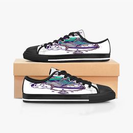 Мужчины Женщины DIY Custom Shoes Low Top Canvas Skateboard Triple Black Customization UV Print