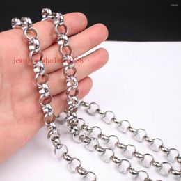 Pendant Necklaces Large 8/10/12mm 24'' Stainless Steel Smooth Round Rolo Chain Link Necklace For Mens Fashion Gifts Jewellery Silver