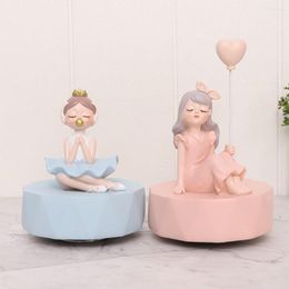 Decorative Figurines Lovely Girl Music Box Figurine Musical Kids Baby's Room Bedside Home Decor Christmas Wedding Birthday Gift