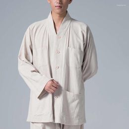 Ethnic Clothing Ciyuan Cotton Linen Cloth -- Spring And Autumn Long Sleeved Short Shirt Monk Clothes Coat