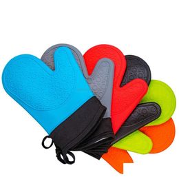 Oven Mitts Home Long Professional Sile Oven Mitt Kitchen Waterproof Nonslip Potholder Gloves Cooking Baking Glove Tools Drop Deliver Dh6Se