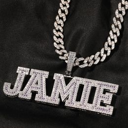 TopBling A-Z Custom Name Letters Pendant Necklaces Courful Zircon Can Choose Real Gold Plated Hip Hop Jewellery