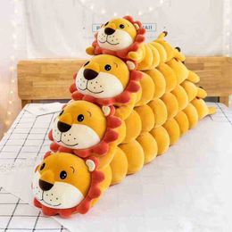 85Cm140Cm Funny Lion Plush Long Pillow Toys Soft Filled Cartoon Animal Rabbit Husky Pop Sofa Bed Sleeping Pillow Kids Gifts J220729