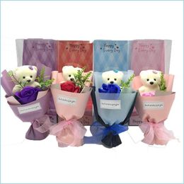 Other Festive Party Supplies Party Supplies Single Bear Cub Soap Flower Red Rose Flowers With Gifts Box Teachers Valentines Day Gi Dhmuv