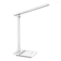 Table Lamps LED Desk Lamp With USB Charging Port 3 Lighting Modes Stepless Dimmable 10 Min Auto Timer Folding Eye-Caring Office
