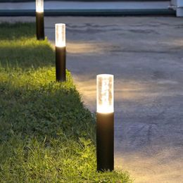 30CM/50CM Outdoor Garden Lawn Landscape Light Villa Pathway Bollard Waterproof Acrylic Bubbles Aluminium Pillar Lamp
