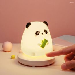 Night Lights Silicone Panda LED Light USB Rechargeable Touch Dimmable Lamp Cute Cartoon Desk For Kis Room Decor Gift