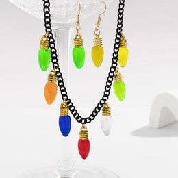 Choker Fashion Christmas Colourful Lights Bulb Pendant Charm Necklace For Party Xmas Year Gifts