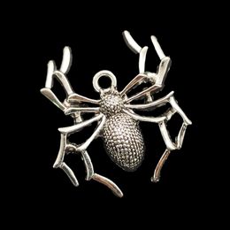 50pcs Large Spider Pendants Charms For Jewellery Making Tibetan Silver Colour Antique DIY Handmade Craft For Bracelet Necklace 35x32mm DH0606