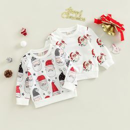 Pullover 0819 Lioraitiin 04Years Toddler Girls Boys Christmas Sweatshirt Santa Claus Print Crew Neck Long Sleeve Tops 221125