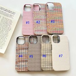 Woven Pattern Half Pack Phone Cases For iphone 14 Plus 13 12 11 Pro Max XS XR Fashion Anti Fall Shockproof Cover