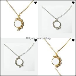 Party Favour Semiring Rhinestone Necklaces Party Favour Sublimation Blank Metal Pendant Women Jewellery Accessory Chains Fashion Charm F Dh8Rn