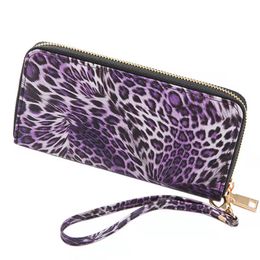 print Leopard zipper women designer wallets lady long style fashion casual coin zero purses card female phone clutchs no401