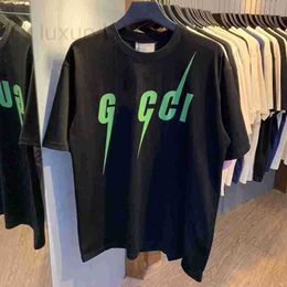 Men's T-Shirts designer High version new summer trend Gu lightning green printed cotton short sleeve T-shirt loose casual neutral tee 81R3