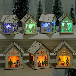 Christmas Decorations Candle Light Christmas Wood House Log Cabin Hangs Craft Kit Puzzle Toy Home Decorations Gift Drop Delivery Gar Dhwes