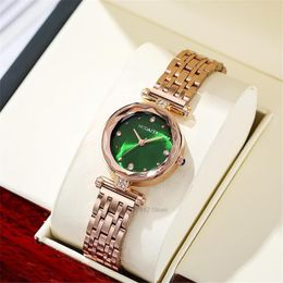 Wristwatches Luxury Refined Red Ladies' Diamond-set Alloy Quartz Watch Fashion Women Plating Stainless Steel Strap Gift Clock