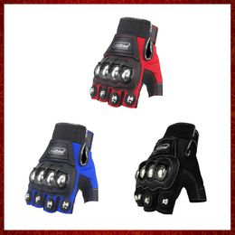 ST799 Touch Screen PU Leather Motorcycle Half Finger Glove Motorbike Motocross Moto Hard Fingerless Riding Biker Protective Gear