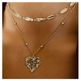 Pendant Necklaces European And American Alloy Love Double Women Personality Fashion Gold Chain Necklace Wholesale