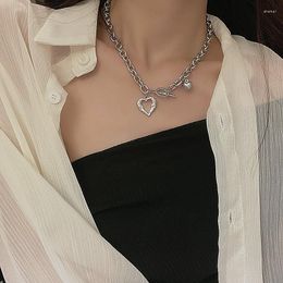 Choker 2022Trendy Fashion Heart Necklace For Women Neck Chain Silver Pendant Nekclace Girls Jewellery Items