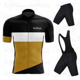 Racing Sets Rafoxpha. Cycling Jersey Set Mens Team Mountain Bike Clothing 2022 Short Sleeve Suit Training Breathable Race Uniform Bib Shorts