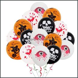 Party Decoration Thickened Pumpkin Airballoons Latex Terror Fingerprint Skl Printing Party Balloon Kids Toy Balloons Of Halloween De Dhq8D