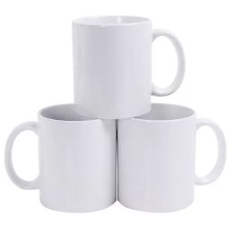 Sublimation Blanks Mug Personality Thermal Transfer Ceramic Mug 11oz White Water Cup Party Gifts Drinkware wholesale