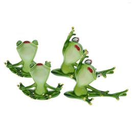 Party Decoration 2Pcs Resin Yoga Frog Figurine Statue Sculpture Model Art Crafts For Tabletop Store Shelf Bedroom Living Room Decor